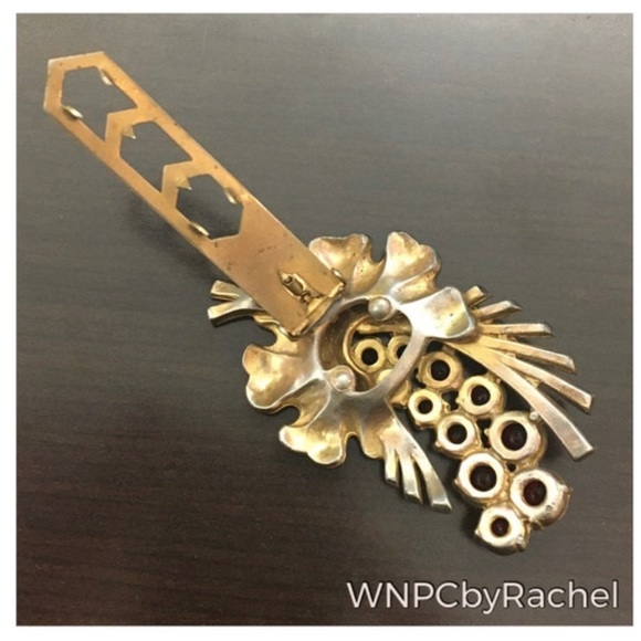 1930s Garnet Crystal Art Nouveau Large Dress Clip - Picture 4 of 5